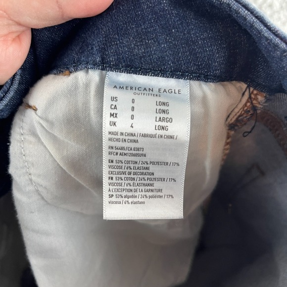 American Eagle Curvy Hi-Rise Jegging Ripped Distressed Stretch Jeans Size 0 Long - Picture 4 of 14